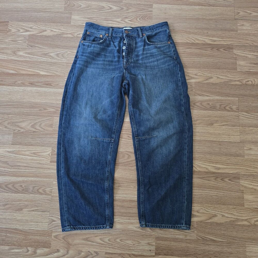 Madewell Women’s Size 28 Darted Barrel-Leg Jeans Button Fly Medium Wash Denim
